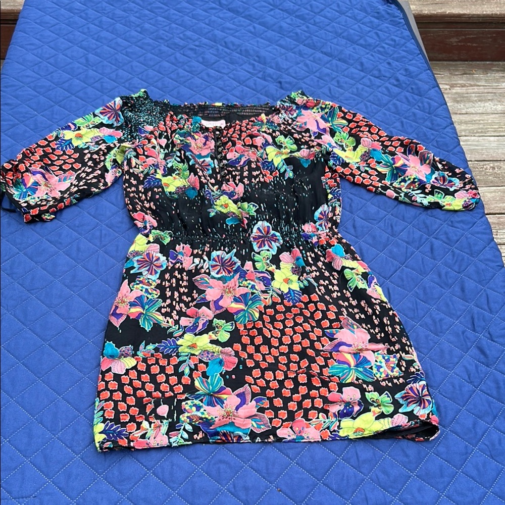 Phoebe Couture Rayon Silk Midi Dress with Bishop Sleeves Size 2 - Anthropologie